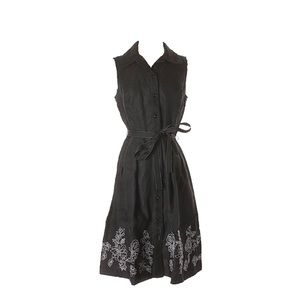 Oscar de la Renta Black Linen shirtdress size 8